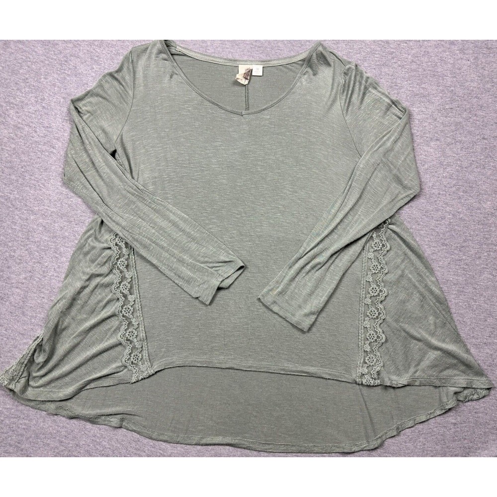 Birdcage Anthropologie Top Womens Medium Gauzy Green Pullover